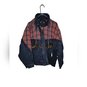 VINTAGE Mid Weight Zipper Closure Denim Bomber Jacket Size M